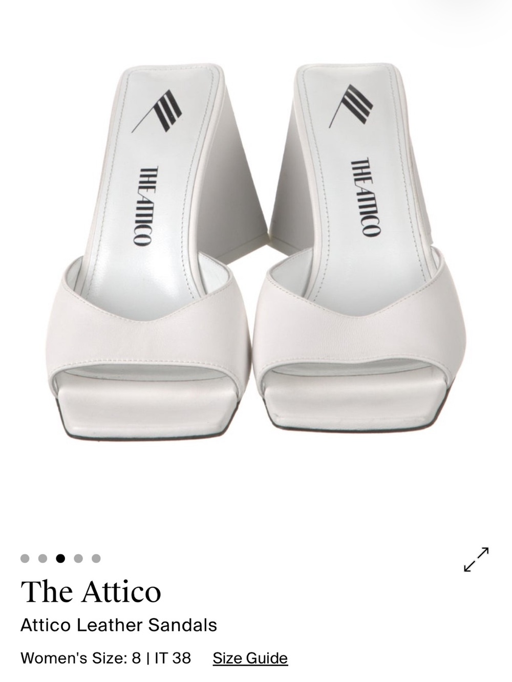 The Attico White Leather Square-Toe Slide Sandals